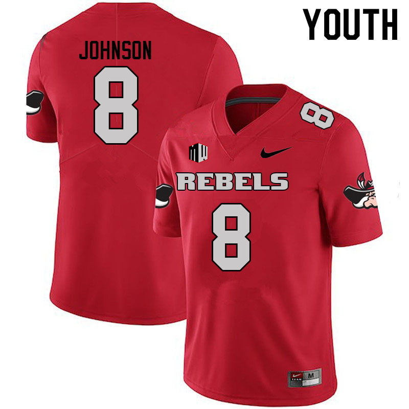 Youth #8 Darius Johnson UNLV Rebels College Football Jerseys Sale-Scarlet - Click Image to Close